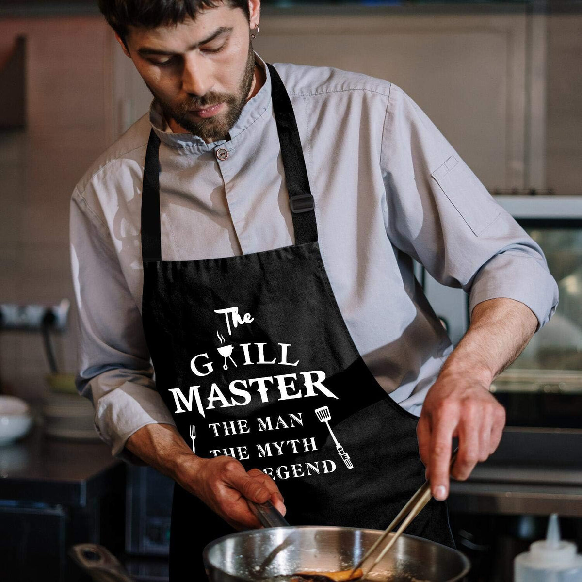 Funny Aprons For Men   The Grill Master The Man The Myth The Legend   Cooking Grilling Bbq Chef Apron For A Husband Dad Gifts Waterproof Oil Proof Black Apron With 2 Pockets 1747983336127.jpg