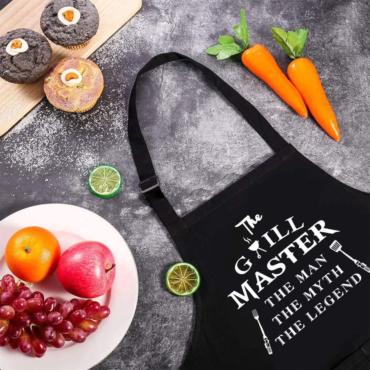Funny Aprons For Men   The Grill Master The Man The Myth The Legend   Cooking Grilling Bbq Chef Apron For A Husband Dad Gifts Waterproof Oil Proof Black Apron With 2 Pockets 1747983336208.jpg