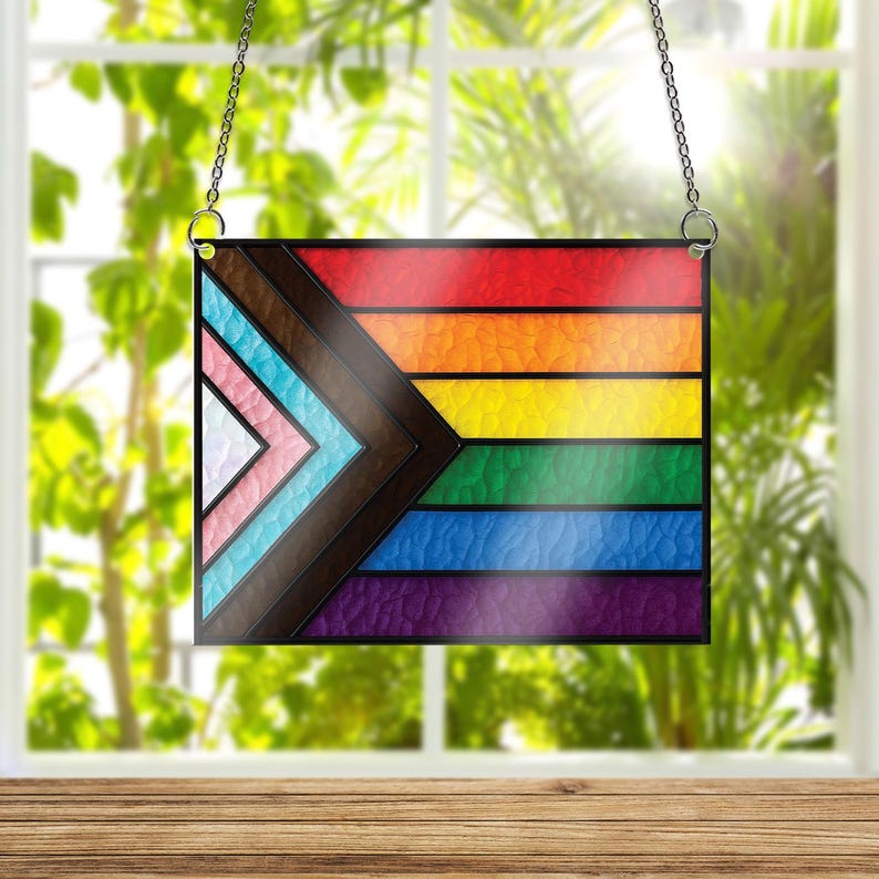 Progress Pride Flag Acrylic Window Hanging Lgbtq Rainbow Decor Equality Window Art Pride Month Home Decor Pride Window Sign Lgbt Flag 1748829440507.jpg
