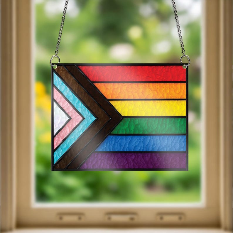 Progress Pride Flag Acrylic Window Hanging Lgbtq Rainbow Decor Equality Window Art Pride Month Home Decor Pride Window Sign Lgbt Flag 1748829440608.jpg
