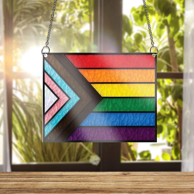 Progress Pride Flag Acrylic Window Hanging Lgbtq Rainbow Decor Equality Window Art Pride Month Home Decor Pride Window Sign Lgbt Flag 1748829440690.jpg
