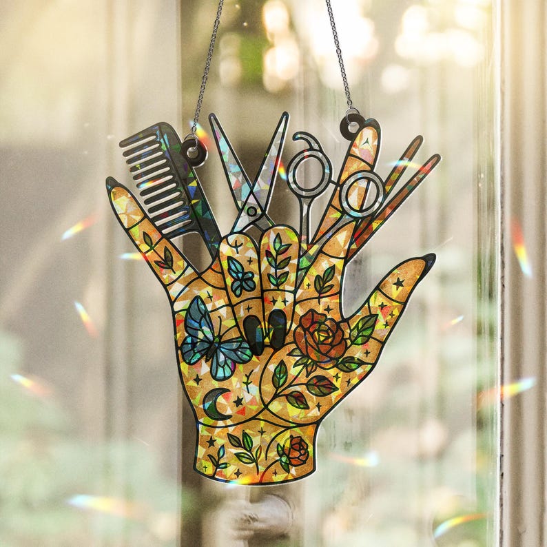 Hair Salon Holographic Suncatcher Ornament Hair Tool Decor Gift For Hairstylist Mom Mother S Day Gift For Hairdresser Salon Window Art 1748942099805.jpg