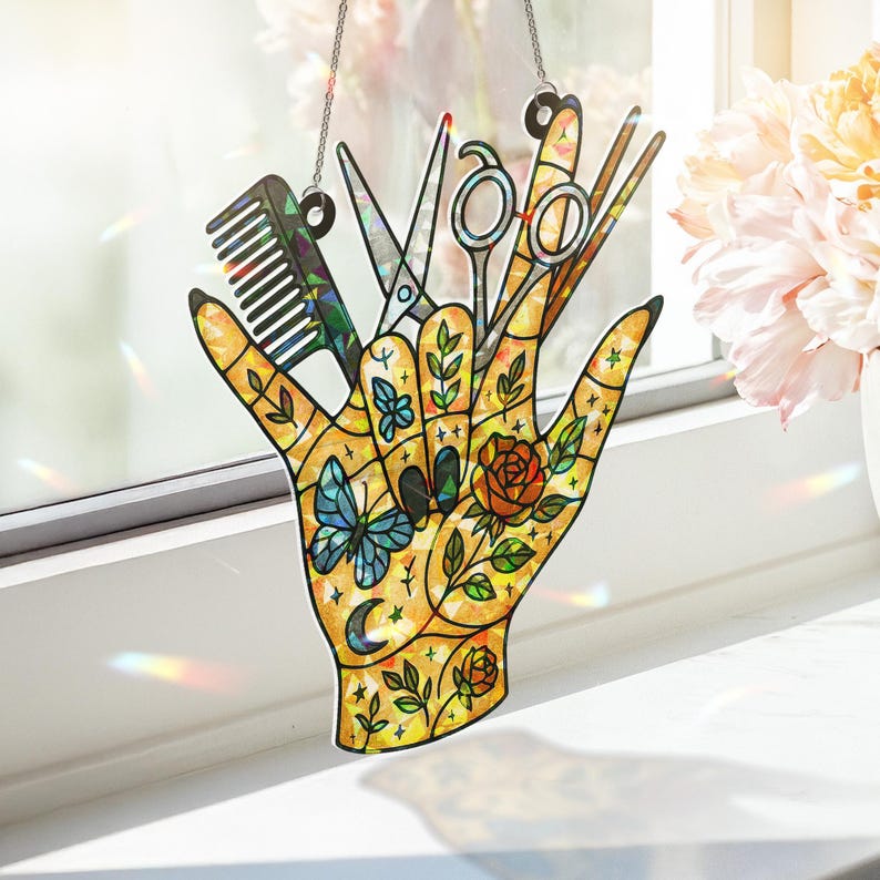 Hair Salon Holographic Suncatcher Ornament Hair Tool Decor Gift For Hairstylist Mom Mother S Day Gift For Hairdresser Salon Window Art 1748942099860.jpg