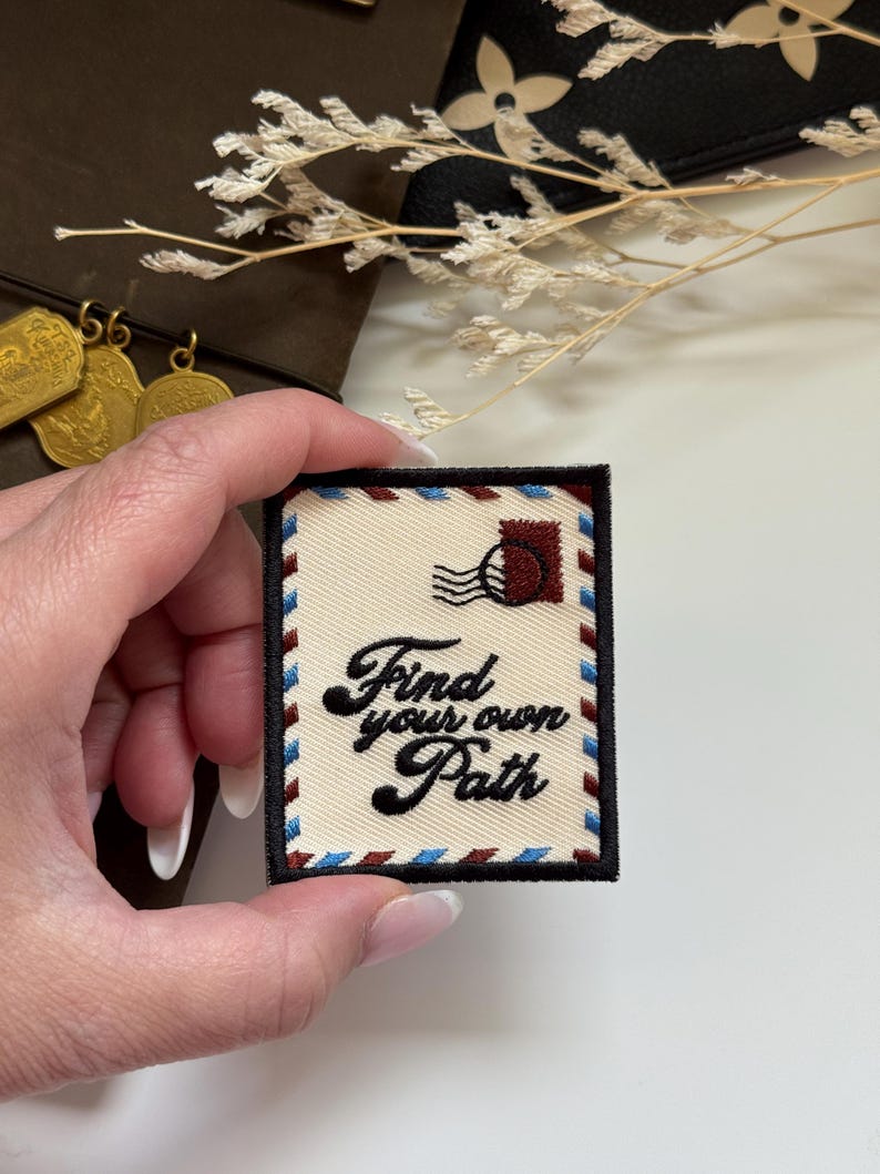 Stick On Travel Embroidered Patch  Find Your Path  Applique  Bag Deco  Red Travelers Notebook Love And Trip Planner Accessory 1749611828391.jpg