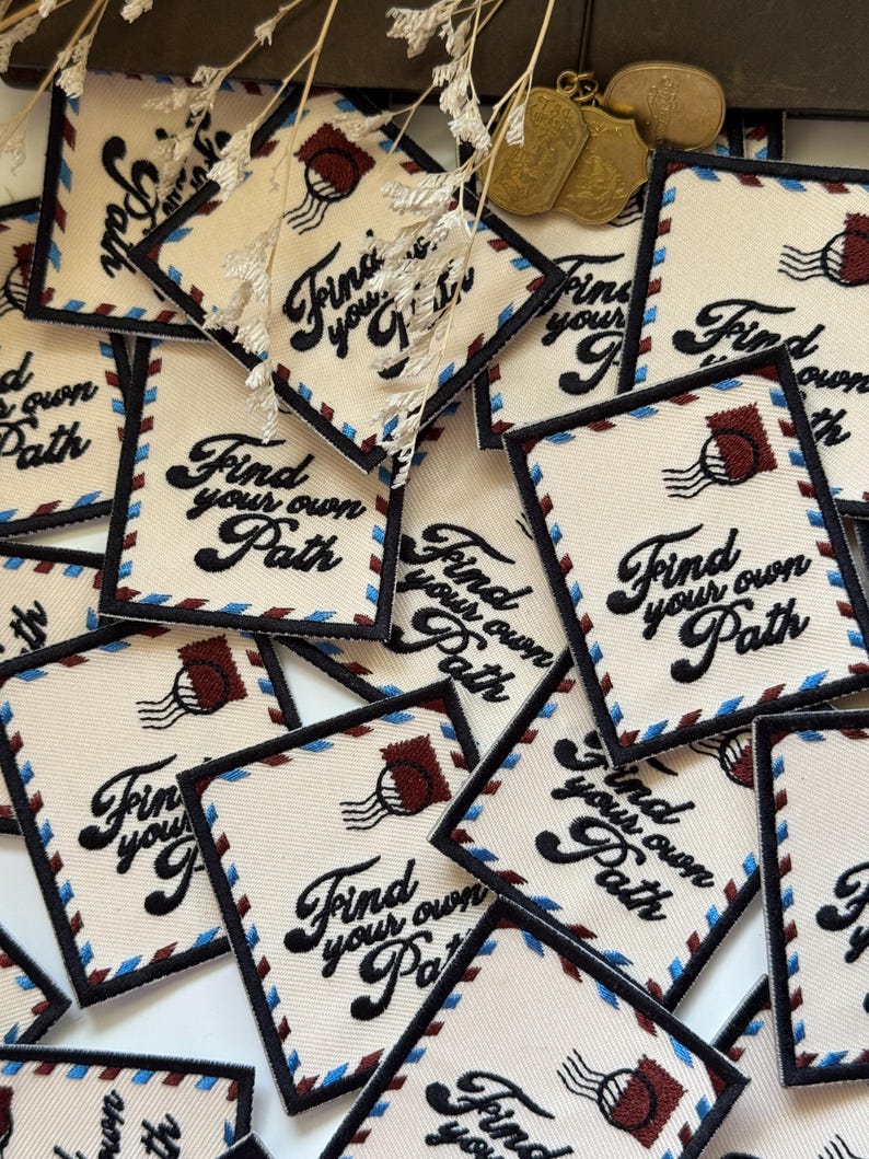 Stick On Travel Embroidered Patch  Find Your Path  Applique  Bag Deco  Red Travelers Notebook Love And Trip Planner Accessory 1749611828441.jpg