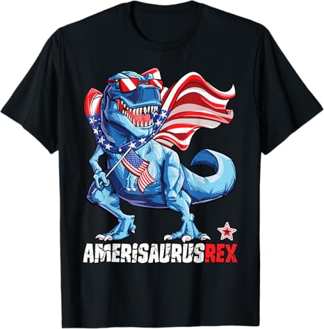 Dinosaur 4th Of July Boys Girls Men Amerisaurus T Rex Funny T Shirt 1749629680662.jpg