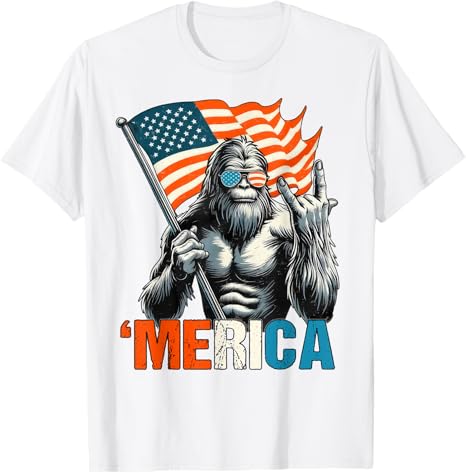 Bigfoot Merica Rock American Flag Patriotic 4th Of July T Shirt 1749633262045.jpg