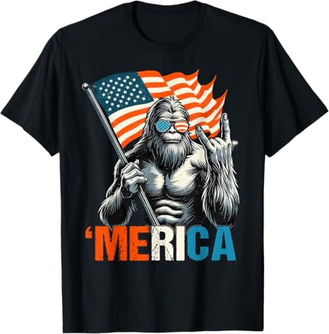 Bigfoot Merica Rock American Flag Patriotic 4th Of July T Shirt 1749633262763.jpg