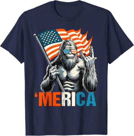 Bigfoot Merica Rock American Flag Patriotic 4th Of July T Shirt 1749633262764.jpg