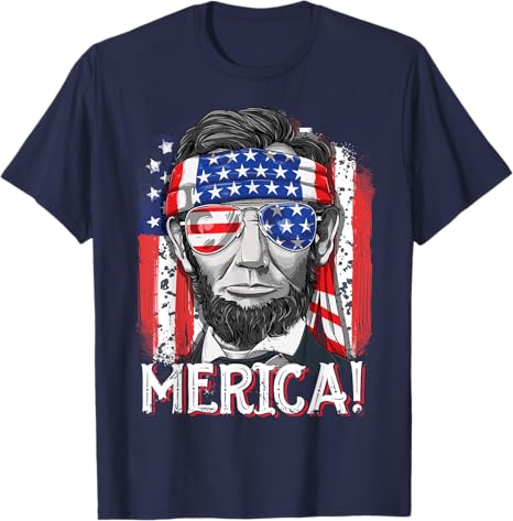 Lincoln 4th Of July Merica Abe Boys Men Women American Flag T Shirt 1749633558419.jpg
