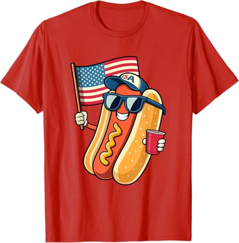 4th Of July Hotdog Funny Fourth Of July Patriotic Usa Flag T Shirt 1749693876497.jpg