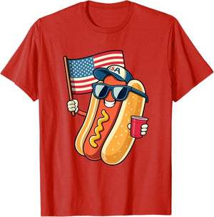 4th Of July Hotdog Funny Fourth Of July Patriotic Usa Flag T Shirt 1749693876497.jpg