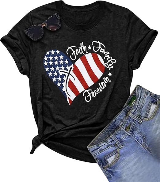 4th Of July Shirts Women Faith Family Freedom Tshirt American Flag T Shirts Star Stripes Patriotic Shirts Top 1749695144146.jpg
