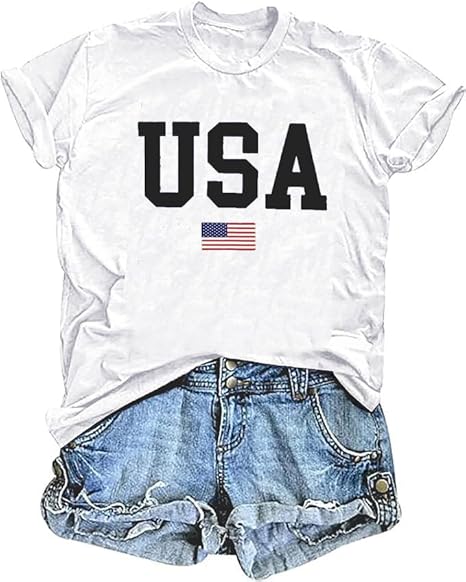 Usa Flag Tee Shirt For Women 4th Of July Memorial Day Gift T Shirt Casual Short Sleeve American Proud T Shirt Tops 1749696008658.jpg