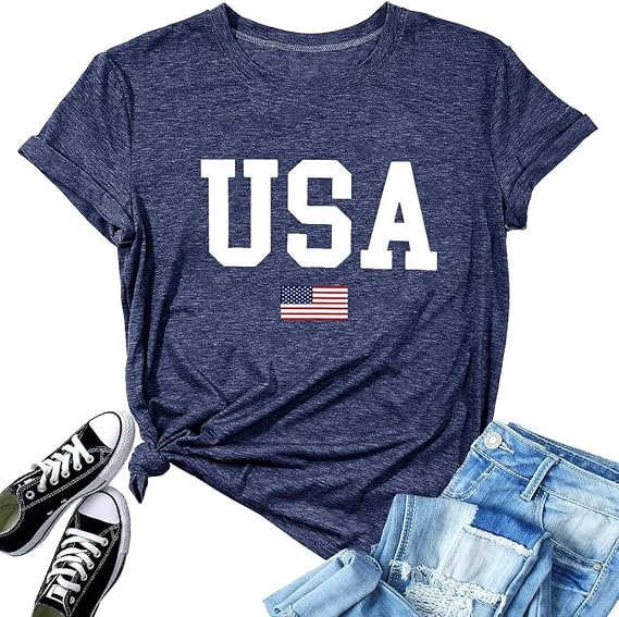 Usa Flag Tee Shirt For Women 4th Of July Memorial Day Gift T Shirt Casual Short Sleeve American Proud T Shirt Tops 1749696009348.jpg