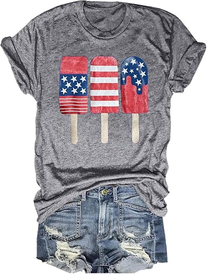 Womens American Flag Popsicle T Shirts Tops 4th Of July Patriotic Funny Graphic Tees 1749699412427.jpg