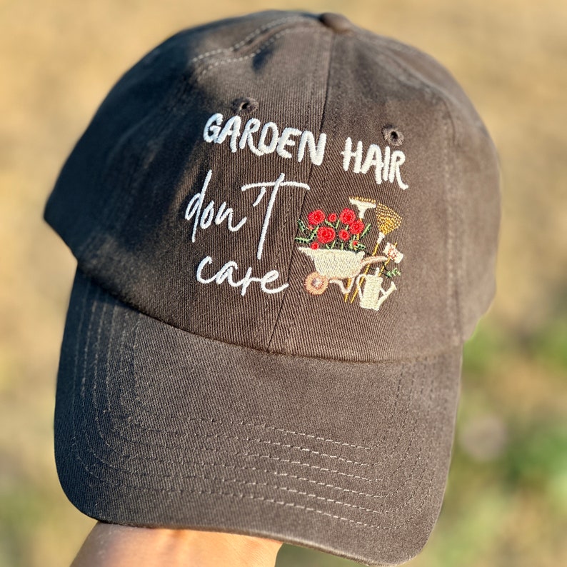 Garden Hair Dont Care Embroidered Hat   Plant Lovers Cap Nature Inspired Baseball Hat 1750213114746.jpg