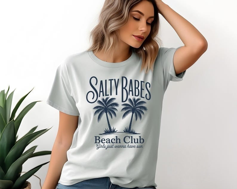 Salty Babes Beach Club Shirt Girls Just Wanna Have Sun Tee Retro Palm Tree Summer Shirt Beach Girl Graphic Tee Coastal Vibes T Shirt 1750236025645.jpg