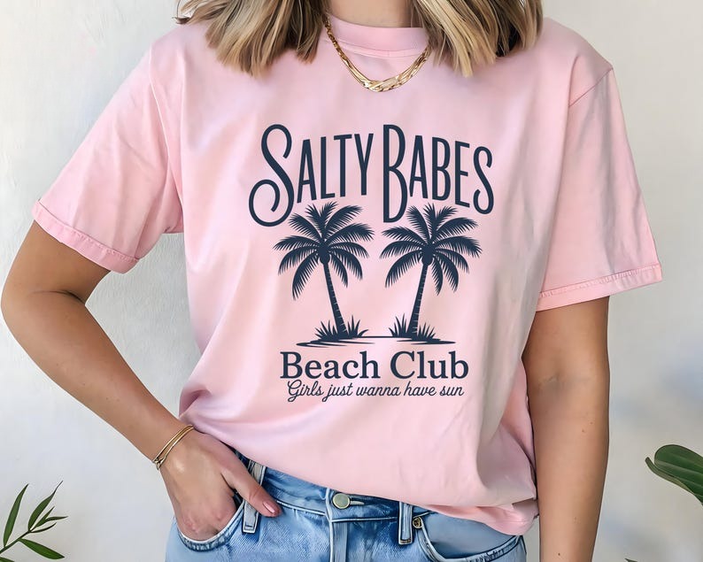 Salty Babes Beach Club Shirt Girls Just Wanna Have Sun Tee Retro Palm Tree Summer Shirt Beach Girl Graphic Tee Coastal Vibes T Shirt 1750236025676.jpg