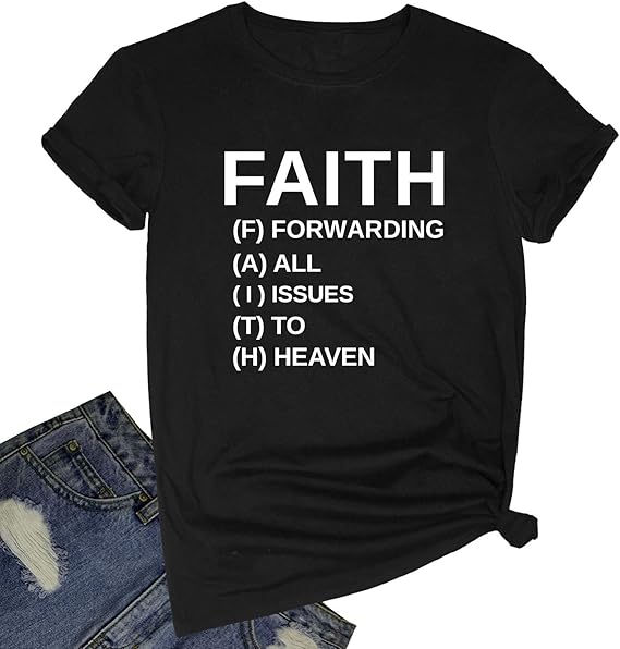 Women Faith Round Neck Graphic T Shirts Cute Funny Tops 1750303866674.jpg