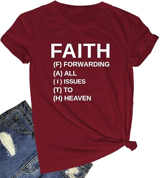 Women Faith Round Neck Graphic T Shirts Cute Funny Tops 1750303866714.jpg