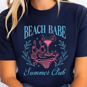 Beach Babe Summer Club T Shirt  Retro Bikini And Cocktail T Shirt  Cute Coastal Graphic For Girls Trip Shirts  Beachwear 1750304062236.jpg