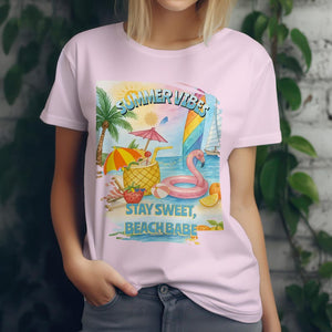 Summer Vibes Beach Babe Shirt  Cute Flamingo T Shirt  Tropical Vacation Tee  Pool Party Gift  Aesthetic Summer Outfit  Stay Sweet Top 1750304559094.jpg