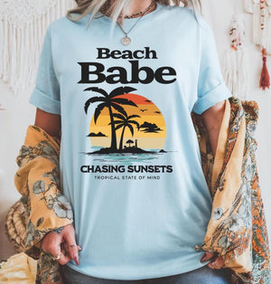 Beach Babe Unisex Garment Dyed T Shirt   Summer Vacation Tee Beach Shirt Coastal Clothing Beach Lover Gift Ocean Vibes Tee Girl Trip 1750305952973.jpg