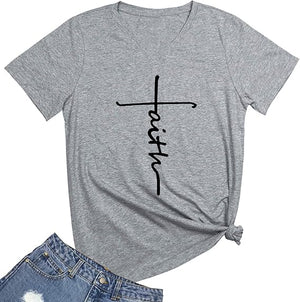 Faith Graphic V Neck Cute Tee Shirts Tops 1750308246455.jpg