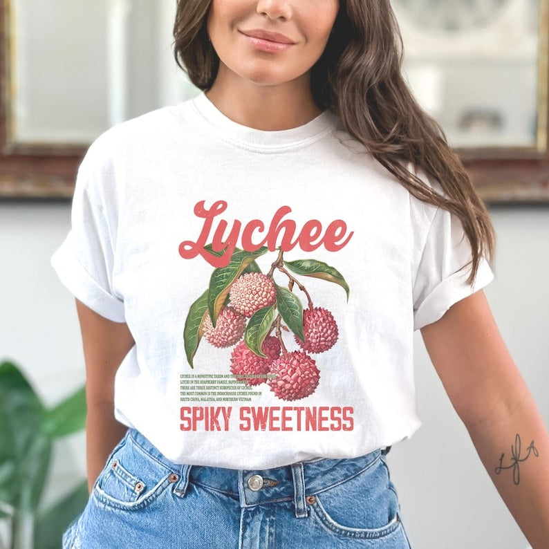 Retro Lychee Shirt Botanical Fruit Shirt Exotic Summer Fruit Shirt Farmers Market Shirt Tropical Fruit Tshirt 1750317046771.jpg