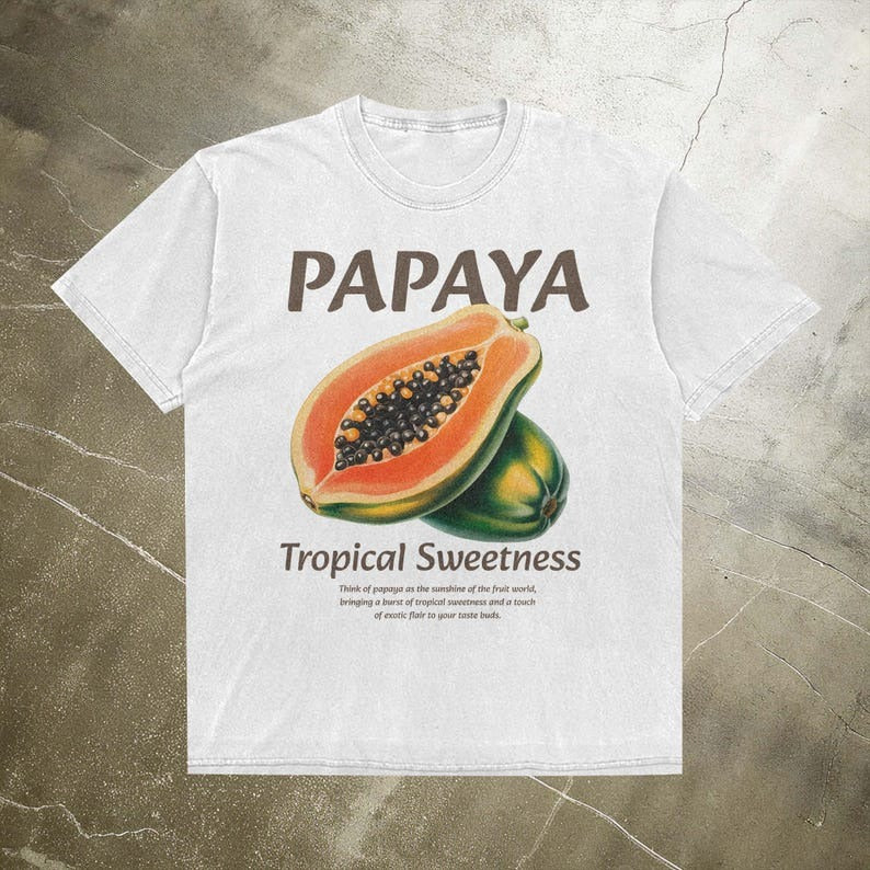 Retro Papaya T Shirt For Women Men Tropical Fruit Shirt Cottagecore Foodie Tee Trendy Botanical Top Vintage Farmers Market Gift 1750317421103.jpg