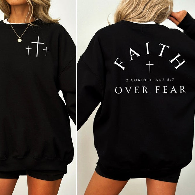 Faith Over Fear Verse 2 Printed Shirt  Christian  Aesthetic Bible Verse Shirt Motivational Shirt 1750318317766.jpg