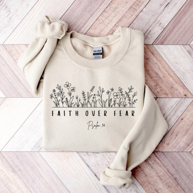 Faith Over Fear Sweatshirt Psalm 34 Christian Sweatshirt Minimal Christian Shirt Bible Verse Shirt Religious Sweater Faith Sweatshirt 1750321221714.jpg