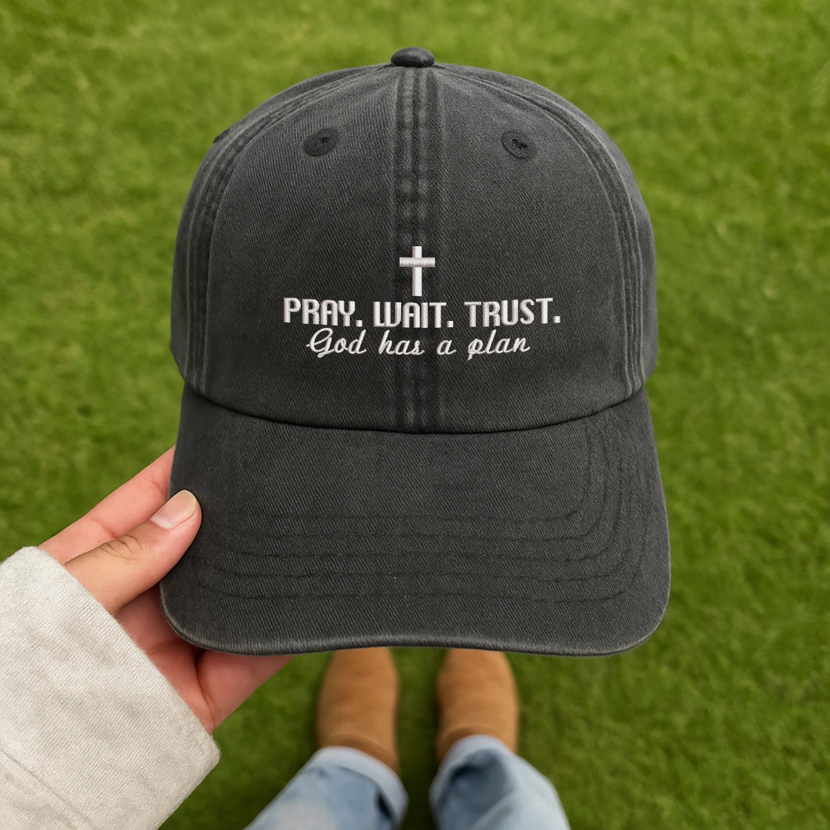 Pray Wait Trust Embroidered Cap 1750405848622.jpg
