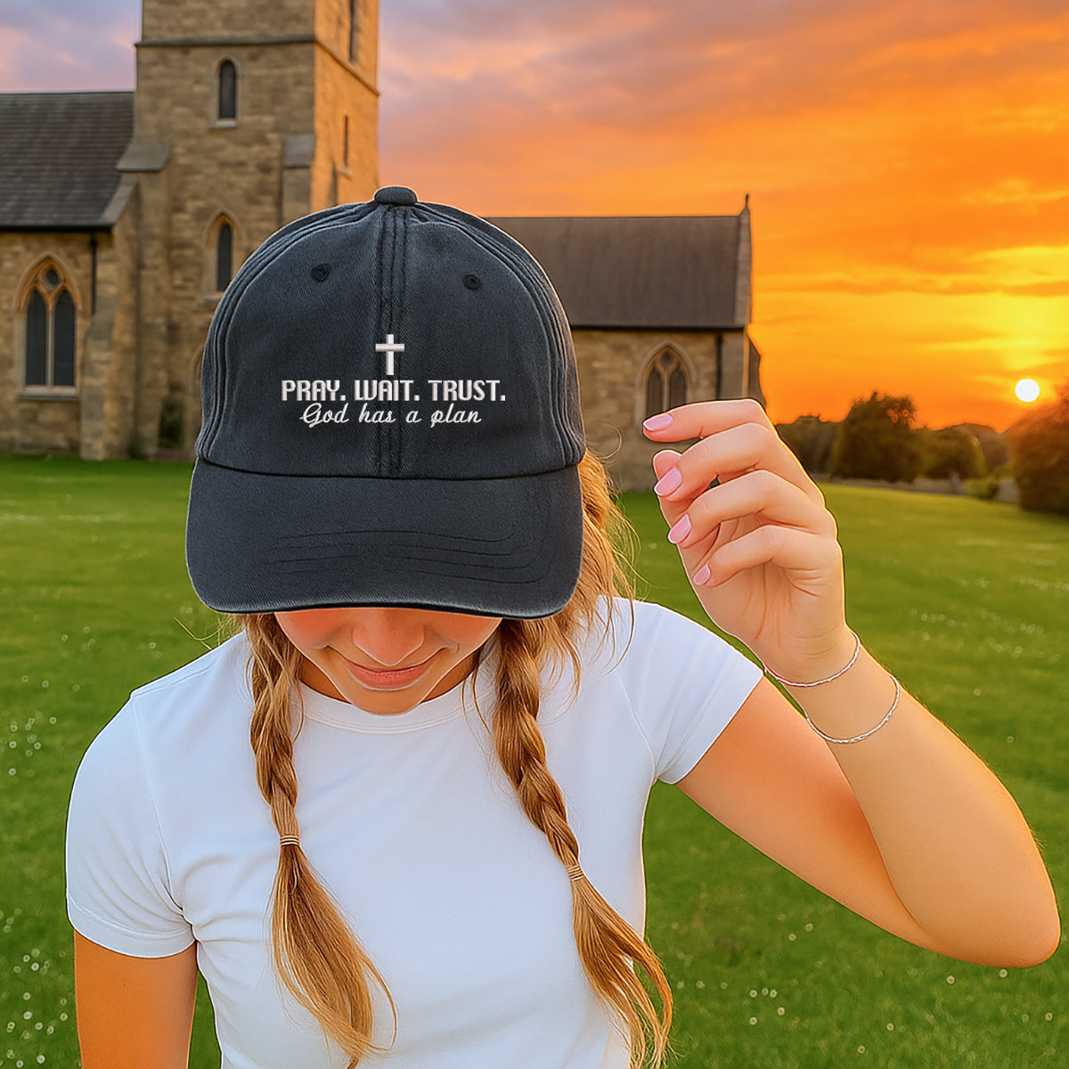 Pray Wait Trust Embroidered Cap 1750405848689.jpg