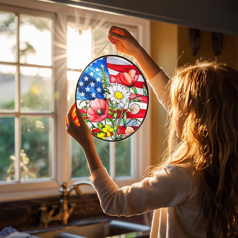 American Flag Floral Stained Glass Suncatcher Patriotic Wildflower Usa Suncatcher Boho 4th Of July Hangging Decor 1750470887794.jpg