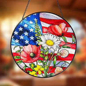 American Flag Floral Stained Glass Suncatcher Patriotic Wildflower Usa Suncatcher Boho 4th Of July Hangging Decor 1750470887816.jpg