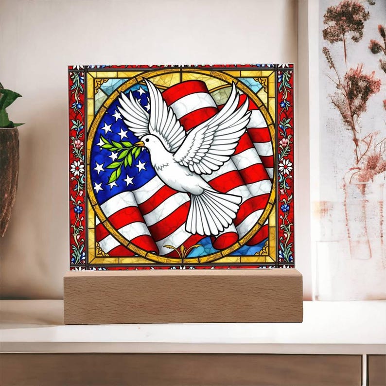 Lighted Memorial Plaque Dove  American Flag Led Sign In Loving Memory Gift Spiritual Tribute For Veterans Memorial Loss Of Father 1750471506983.jpg