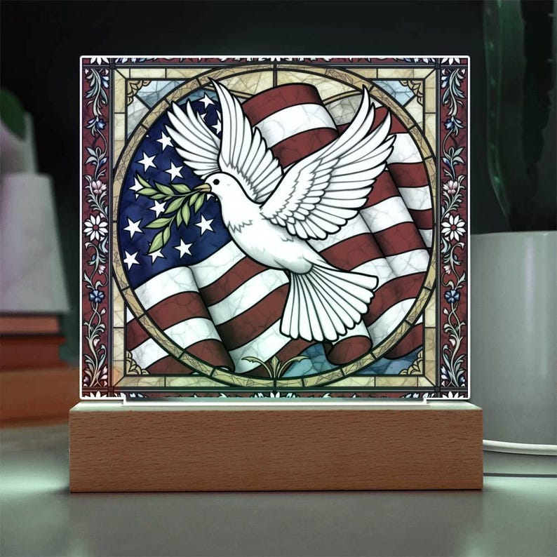 Lighted Memorial Plaque Dove  American Flag Led Sign In Loving Memory Gift Spiritual Tribute For Veterans Memorial Loss Of Father 1750471506988.jpg