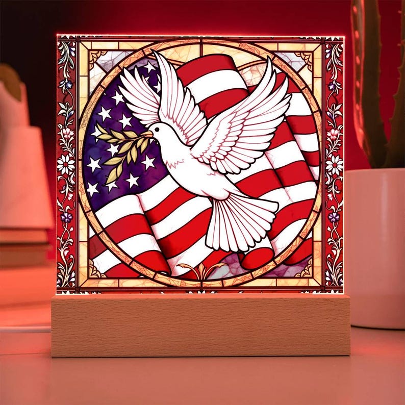 Lighted Memorial Plaque Dove  American Flag Led Sign In Loving Memory Gift Spiritual Tribute For Veterans Memorial Loss Of Father 1750471506996.jpg