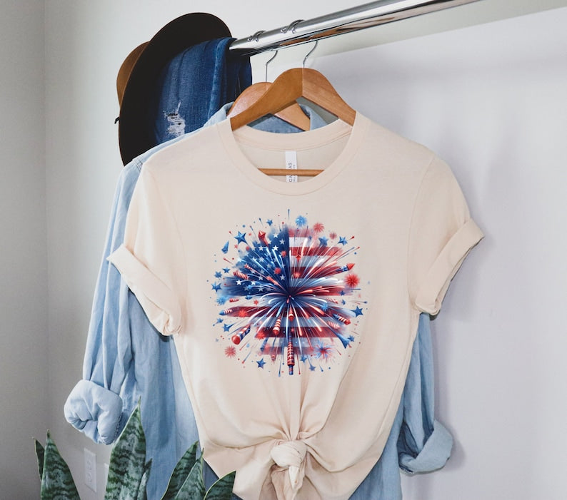 Usa Firework Women Shirt 4th Of July Shirt Independence Day Shirt America Red White Blue Shirt Patriotic Shirt American Tee 1750647873806.jpg