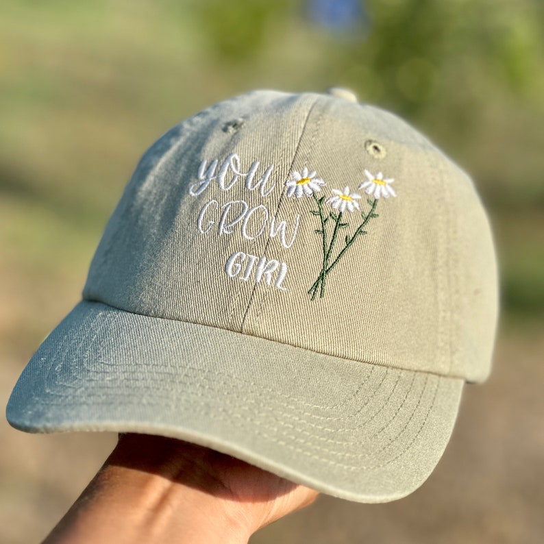 You Grow Girl Vintage Embroidered Hat Plant Lovers Cap Nature Inspired Baseball Hat Gardening Gift For Her Graduation Gift Girl Power Hat 1750649863477.jpg