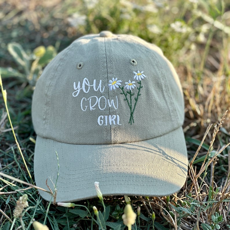You Grow Girl Vintage Embroidered Hat Plant Lovers Cap Nature Inspired Baseball Hat Gardening Gift For Her Graduation Gift Girl Power Hat 1750649863536.jpg