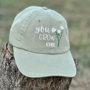 You Grow Girl Vintage Embroidered Hat Plant Lovers Cap Nature Inspired Baseball Hat Gardening Gift For Her Graduation Gift Girl Power Hat 1750649863537.jpg