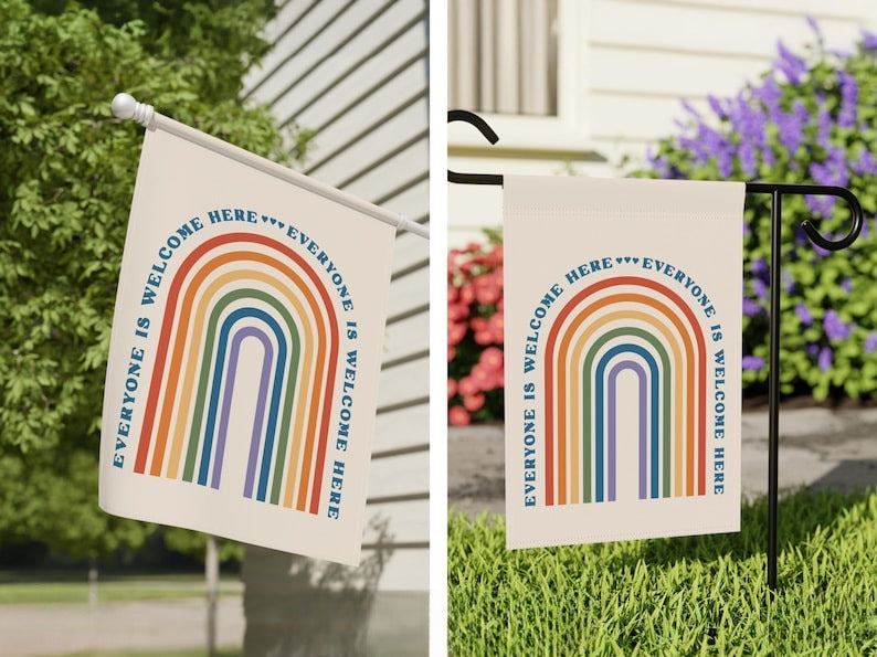Everyone Is Welcome Here Garden Flag Yard Decor Pride Flag Rainbow Garden Banner Lgbtq Ally Flag 1750905233480.jpg