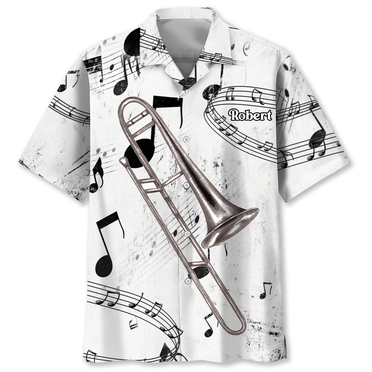 Trombone Black and White Hawaiian Shirt Trombone Hawaiian Shirt