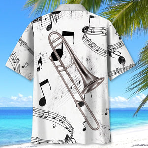 Trombone Black and White Hawaiian Shirt Trombone Hawaiian Shirt