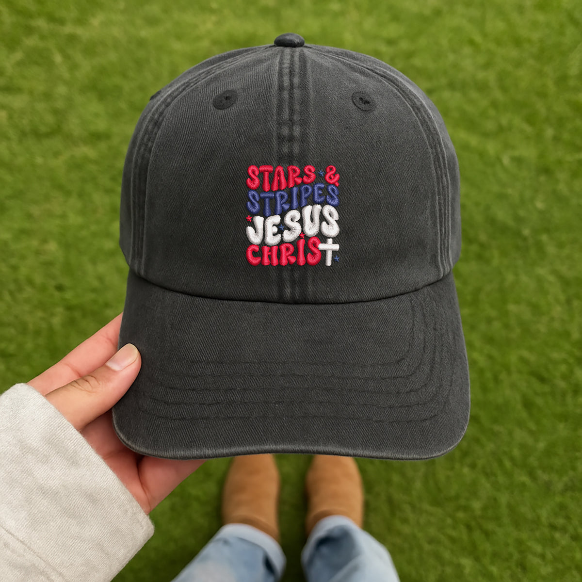 Stars  Stripes And Jesus Christ Embroidered Cap 1751432030986.jpg