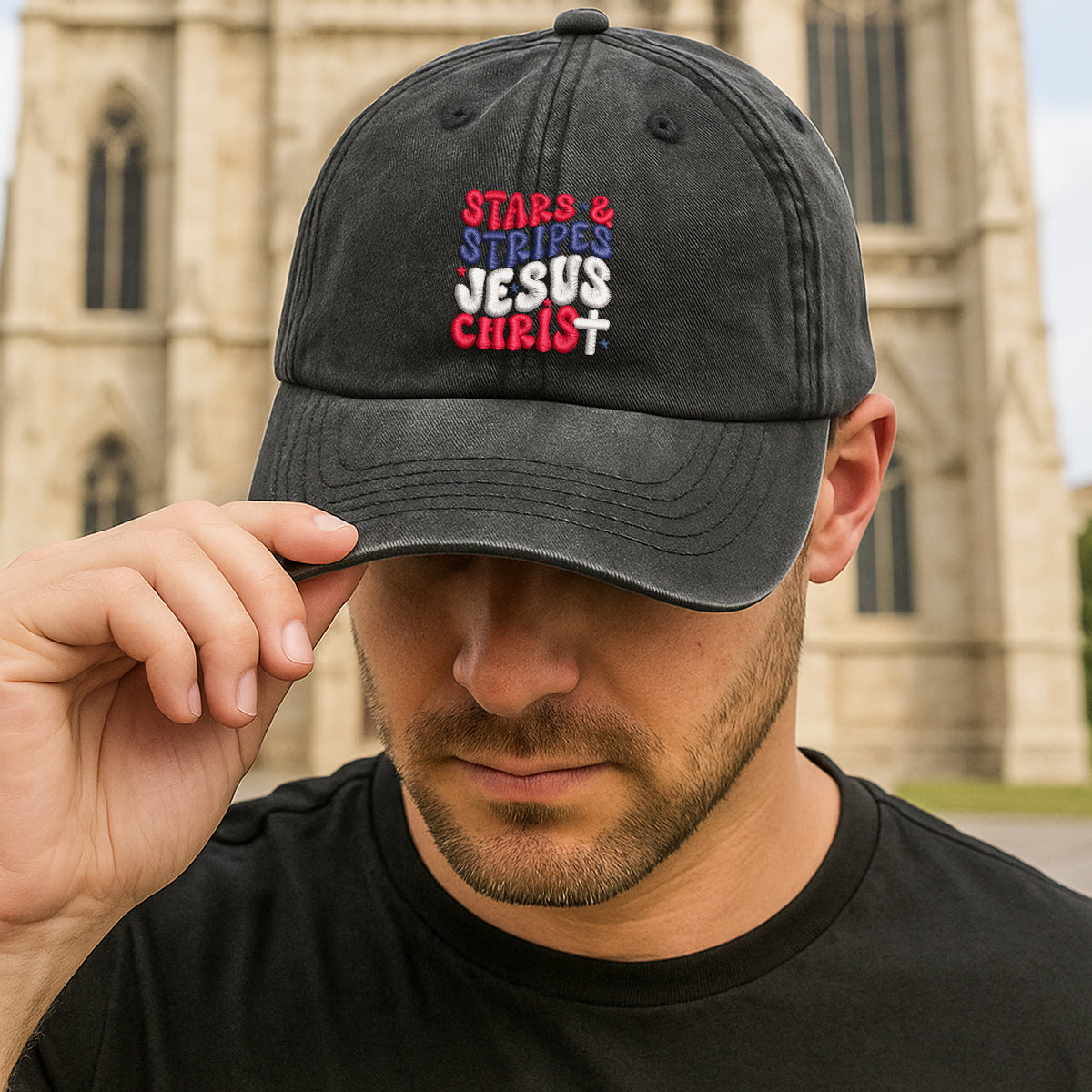 Stars  Stripes And Jesus Christ Embroidered Cap 1751432031274.jpg