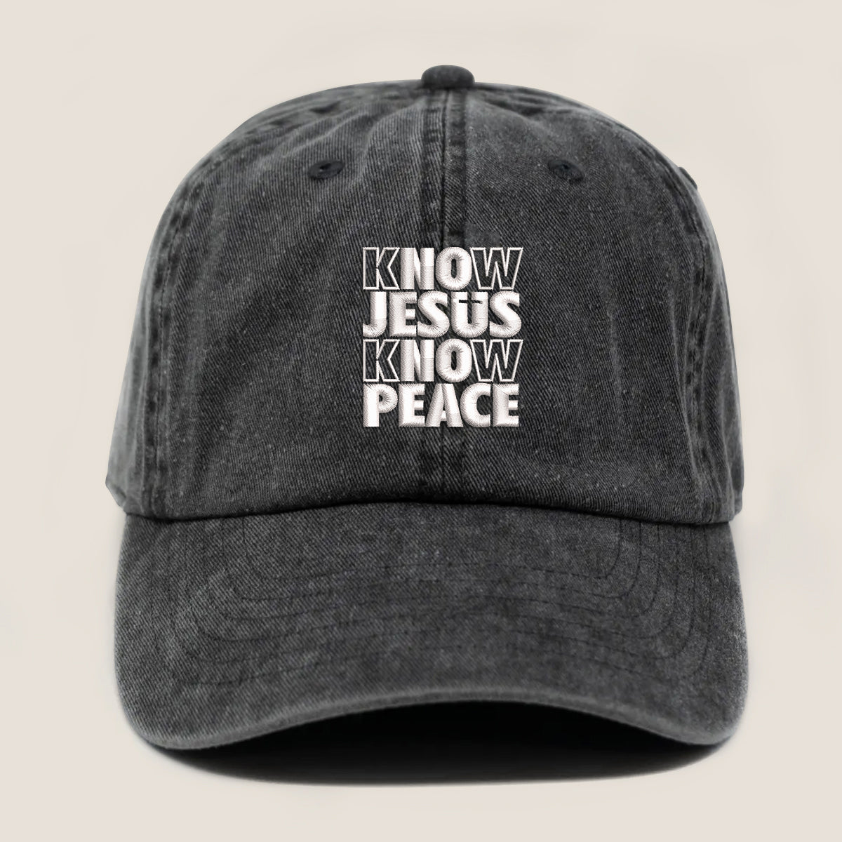 Know Jesus Know Peace Embroidered Cap 1751432229295.jpg